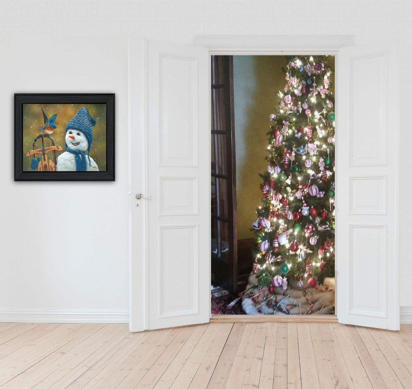Snow Brother Snowman Black Framed Print Wall Art - Homeroots - Flyclothing LLC