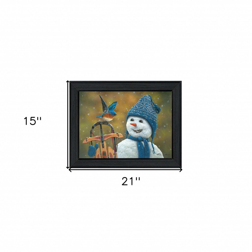 Snow Brother Snowman Black Framed Print Wall Art - Homeroots - Flyclothing LLC