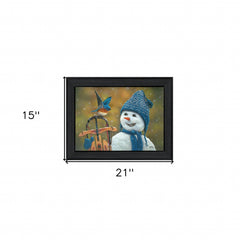 Snow Brother Snowman Black Framed Print Wall Art