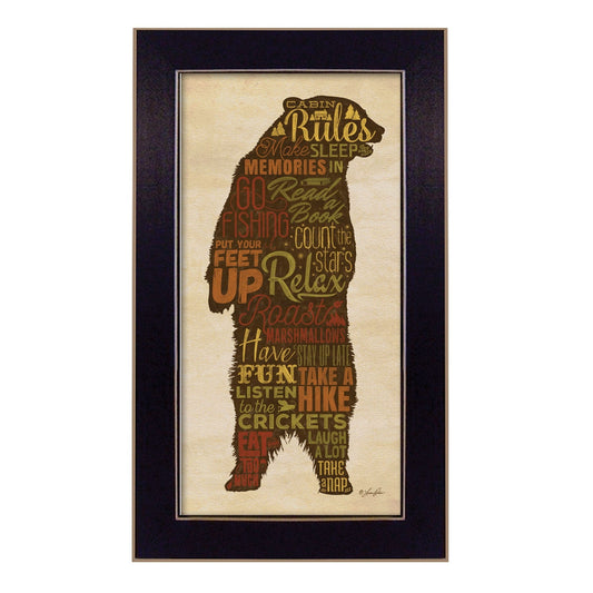 Cabin rules 2 Black Framed Print Wall Art - Homeroots