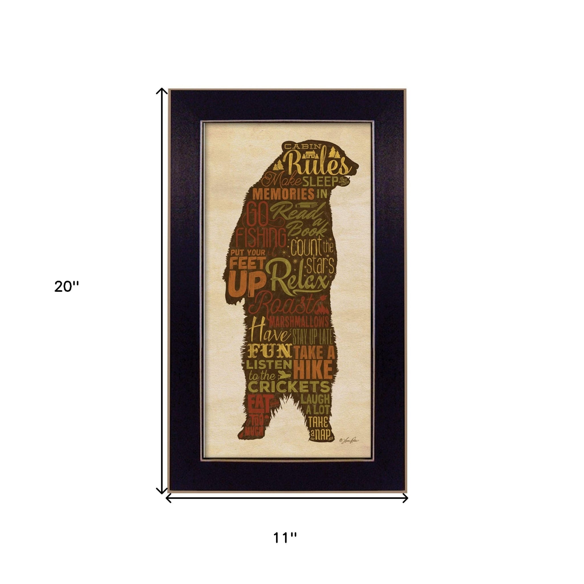 Cabin rules 2 Black Framed Print Wall Art - Homeroots