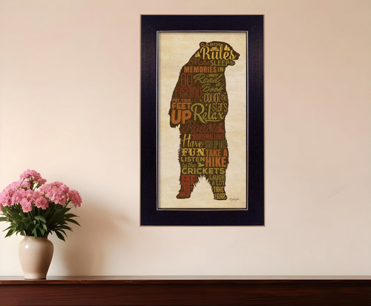 Cabin rules 2 Black Framed Print Wall Art - Homeroots