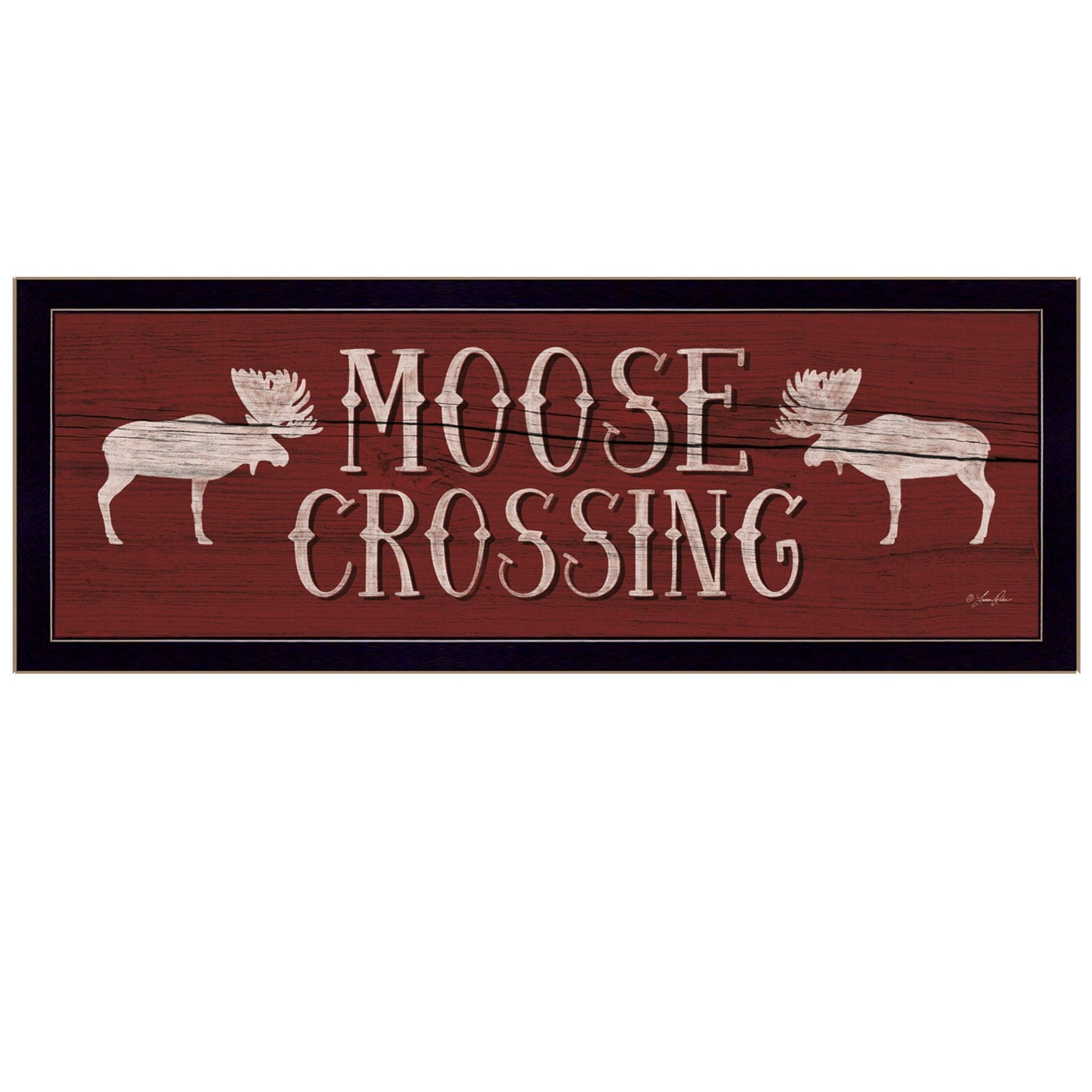 Moose Crossing Black Framed Print Wall Art - Homeroots