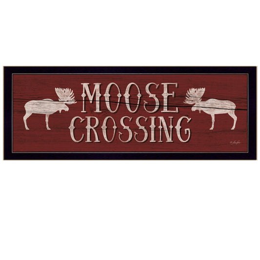Moose Crossing Black Framed Print Wall Art - Homeroots