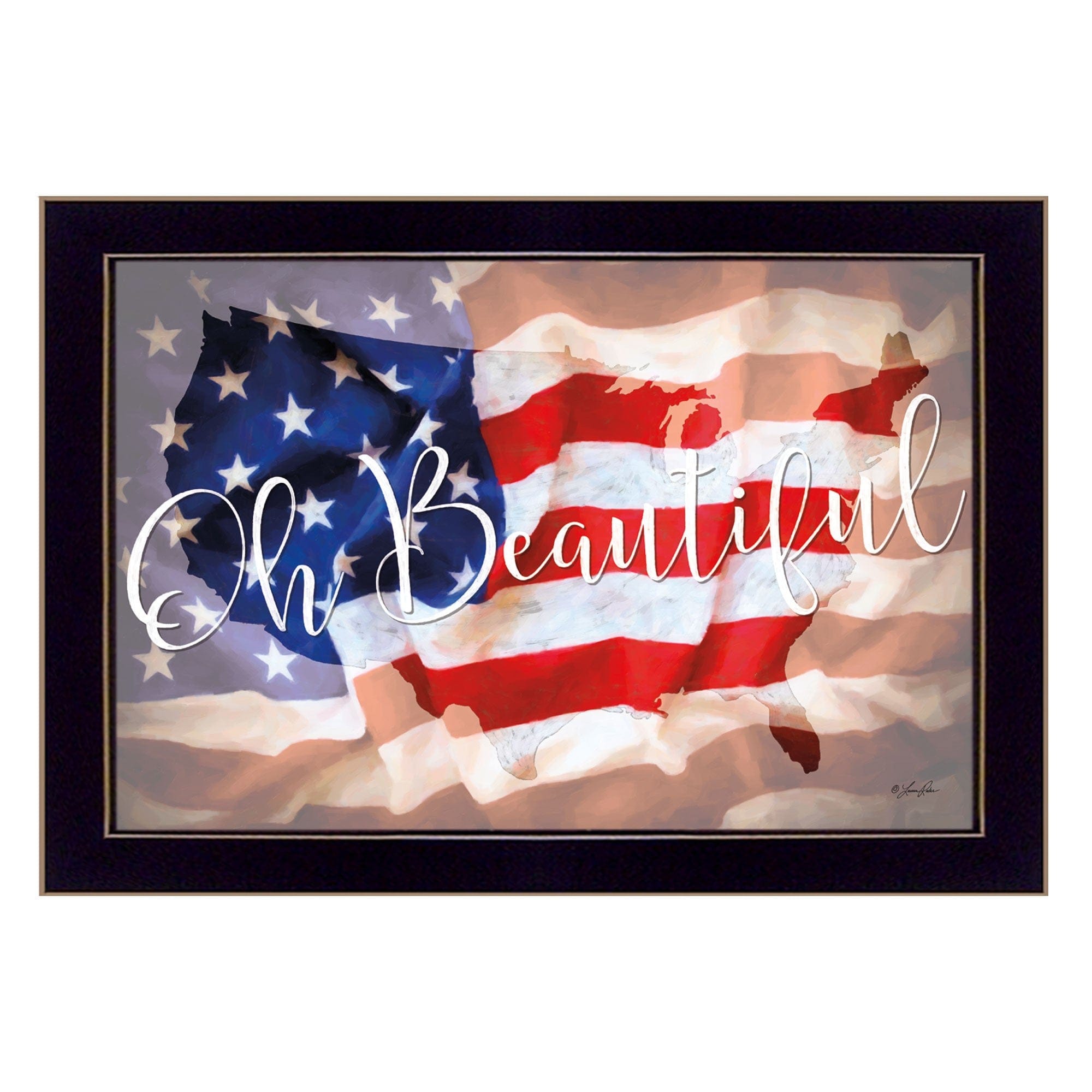 Oh Beautiful America Black Framed Print Wall Art - Homeroots