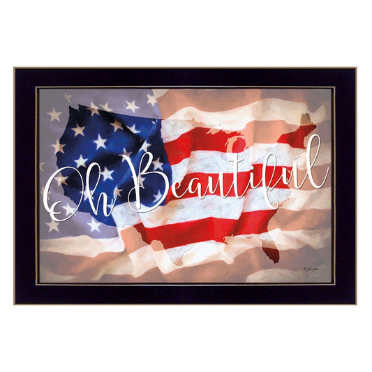 Oh Beautiful America Black Framed Print Wall Art - Homeroots