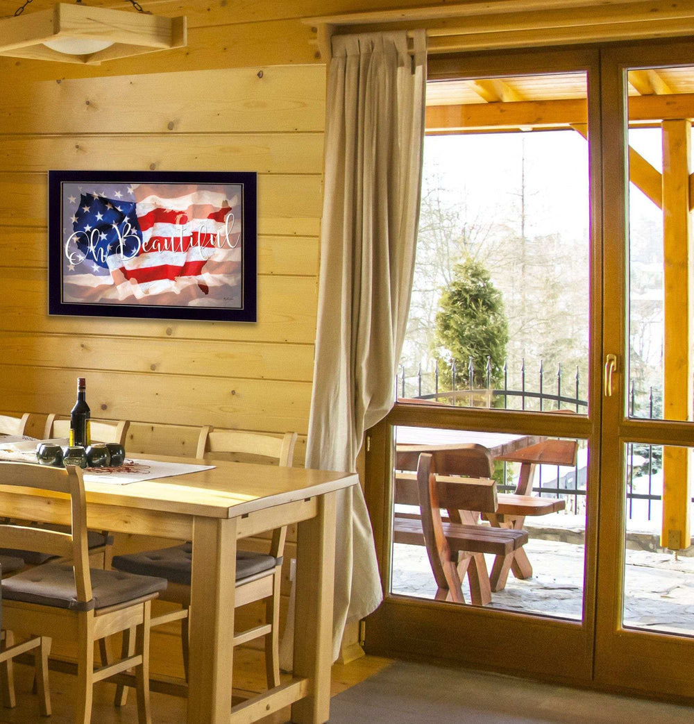 Oh Beautiful America Black Framed Print Wall Art - Homeroots - Flyclothing LLC