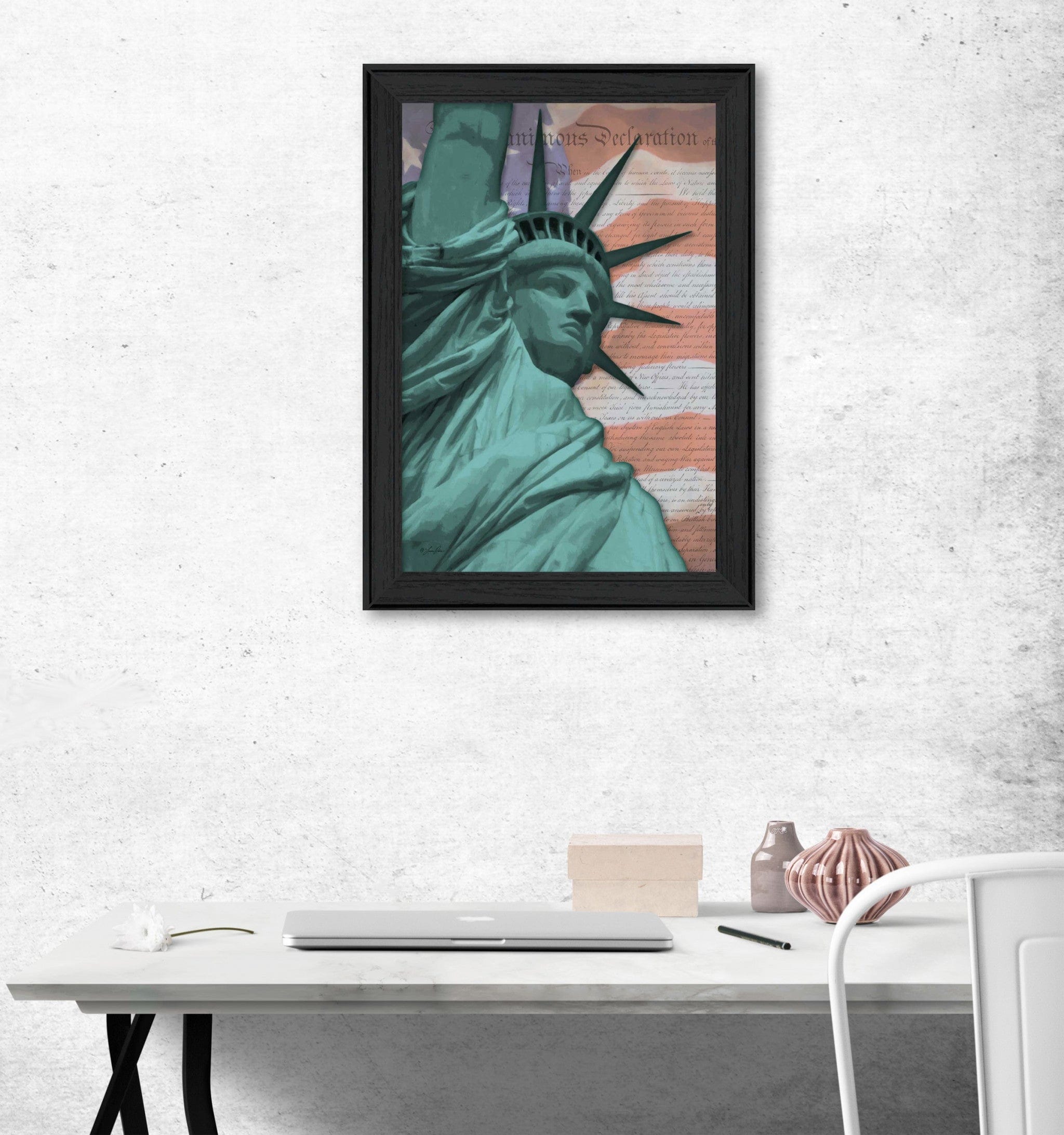 Lady Liberty Black Framed Print Wall Art - Homeroots