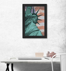 Lady Liberty Black Framed Print Wall Art - Homeroots