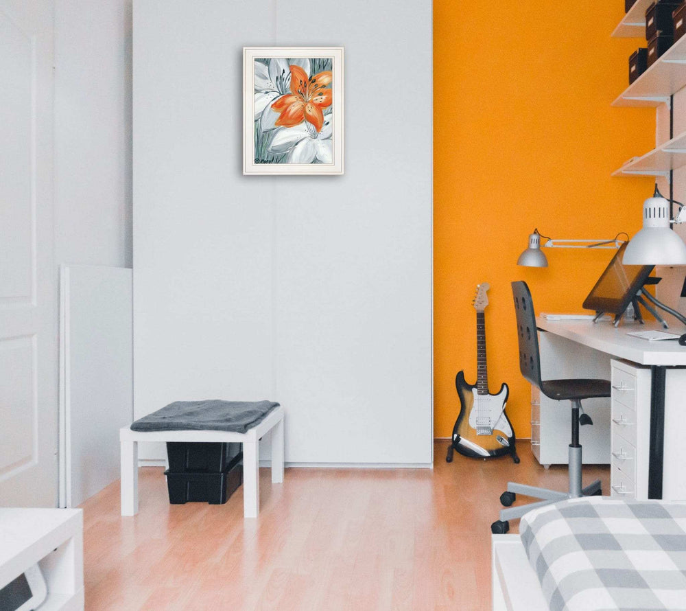 Tiger Lily in Orange 1 White Framed Print Wall Art - Homeroots - Flyclothing LLC