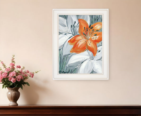 Tiger Lily in Orange 1 White Framed Print Wall Art - Homeroots