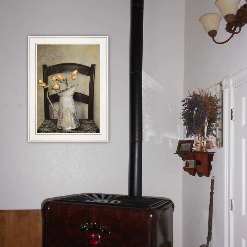 Golden Tulips 1 White Framed Print Wall Art - Homeroots - Flyclothing LLC