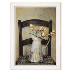 Golden Tulips 1 White Framed Print Wall Art - Homeroots
