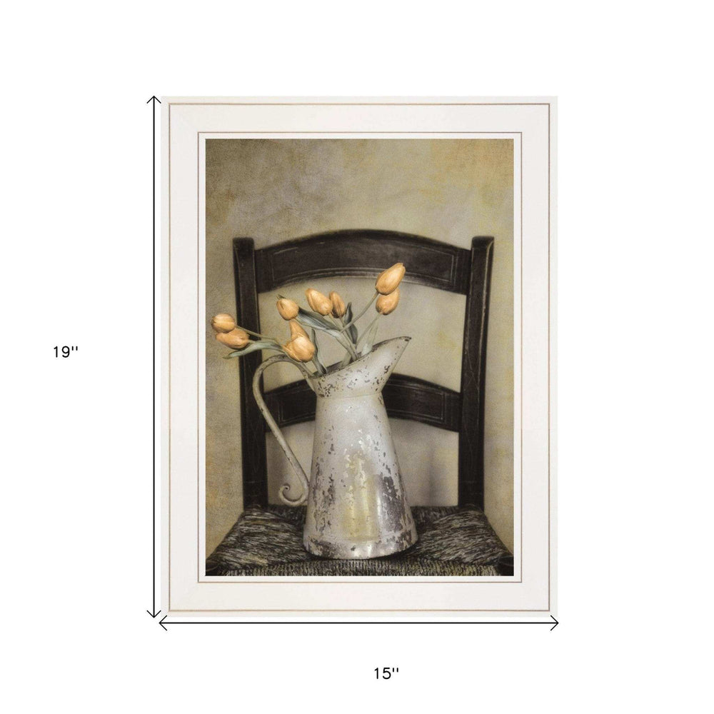 Golden Tulips 1 White Framed Print Wall Art - Homeroots - Flyclothing LLC
