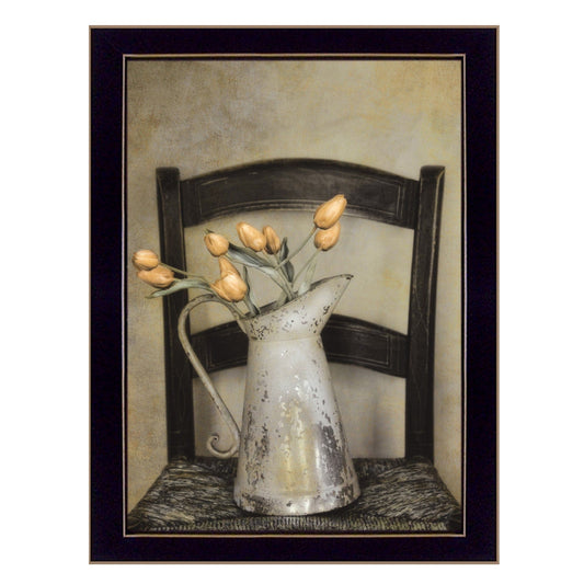 Golden Tulips 2 Black Framed Print Wall Art - Homeroots