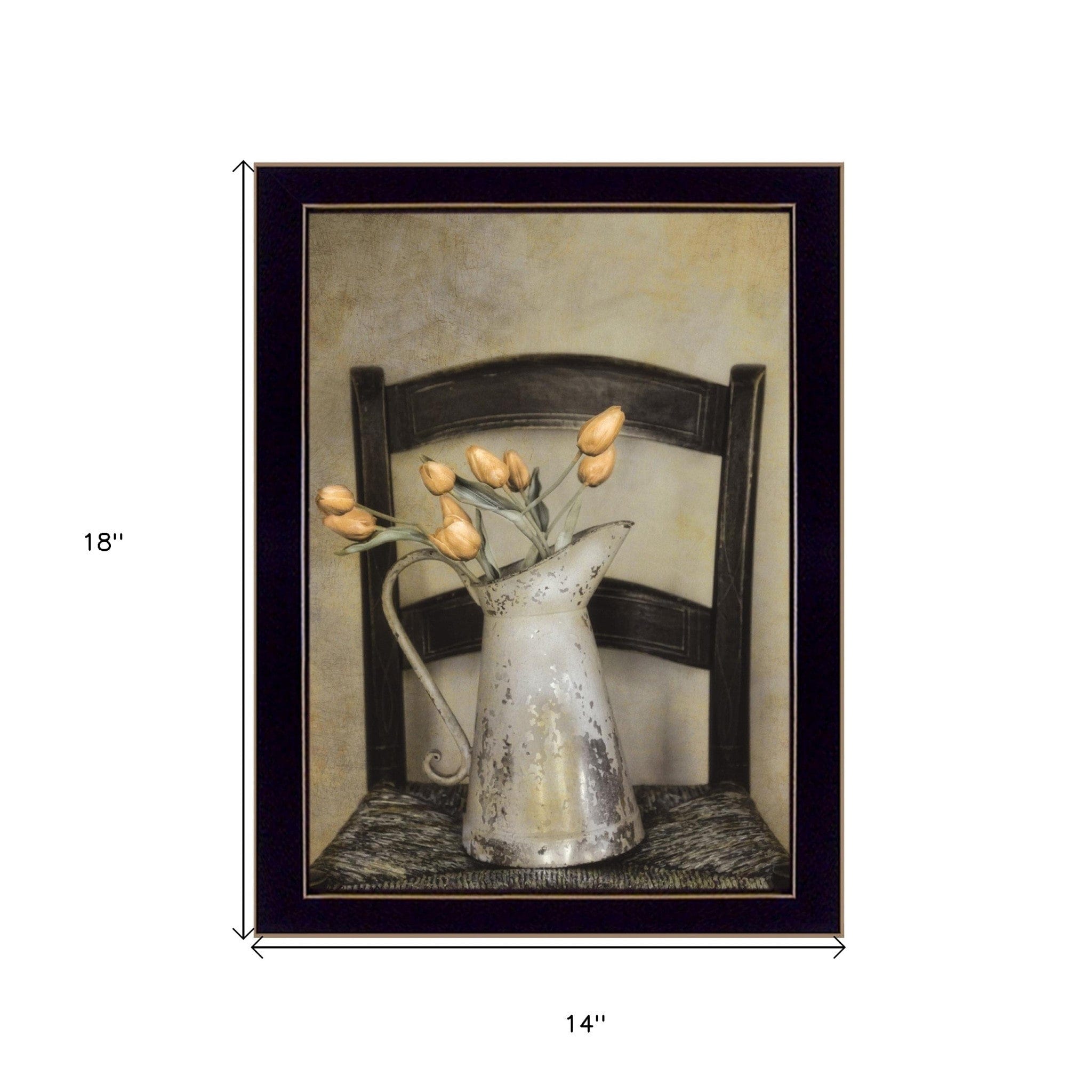 Golden Tulips 2 Black Framed Print Wall Art - Homeroots
