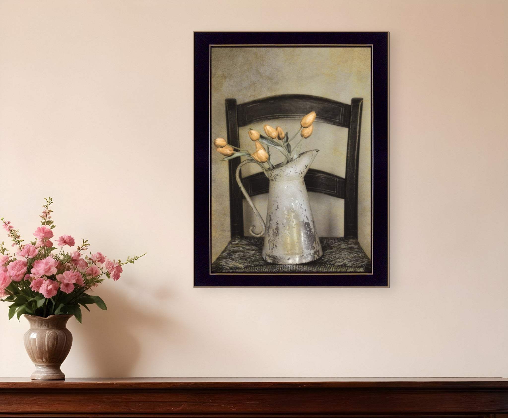 Golden Tulips 2 Black Framed Print Wall Art - Homeroots - Flyclothing LLC