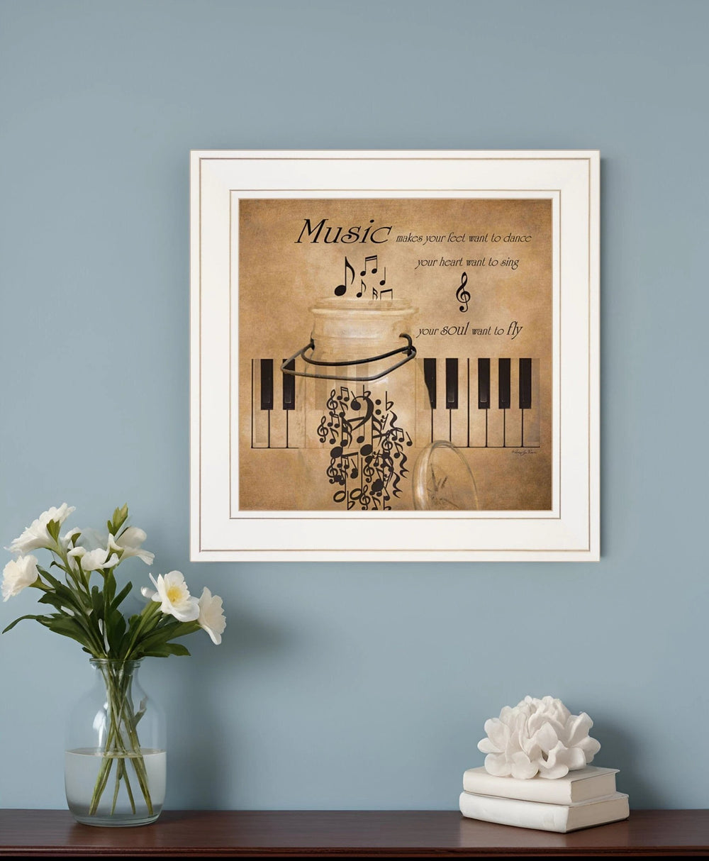 Music 1 White Framed Print Wall Art - Homeroots