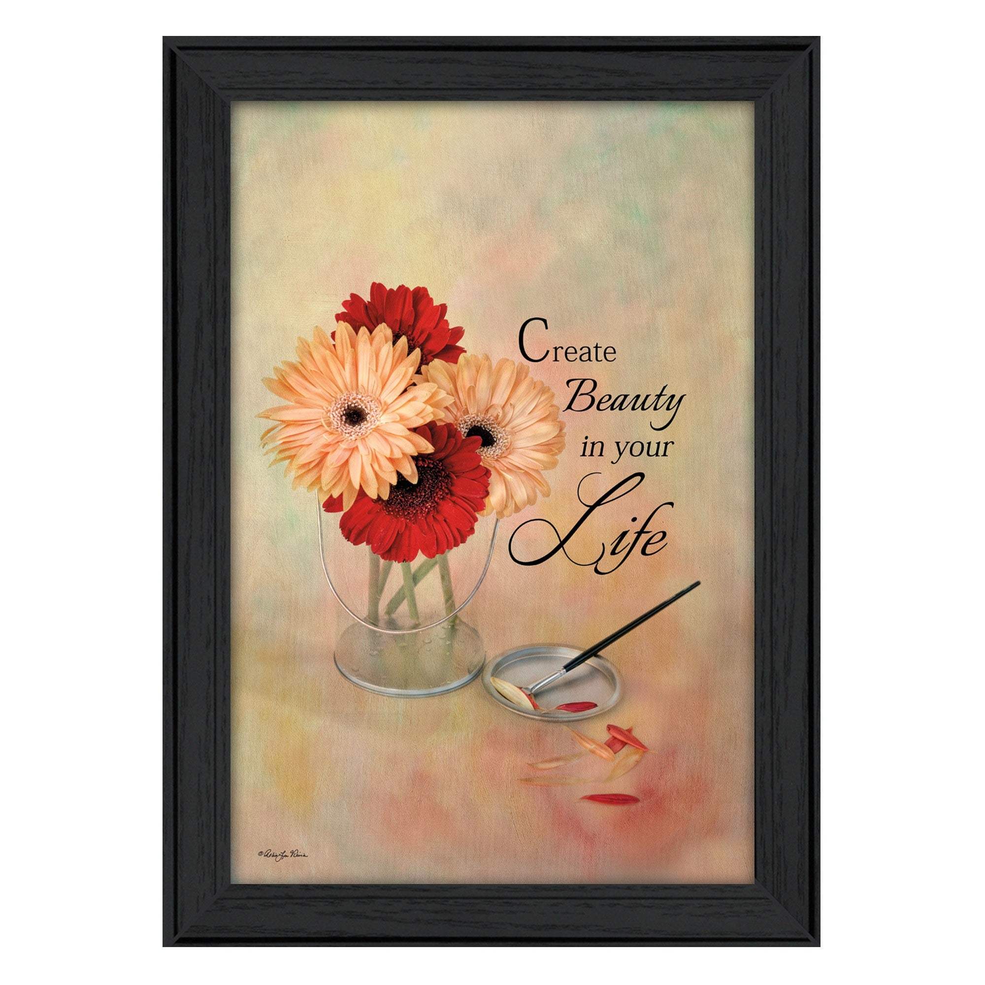Create Beauty in Your Life Black Framed Print Wall Art - Homeroots - Flyclothing LLC