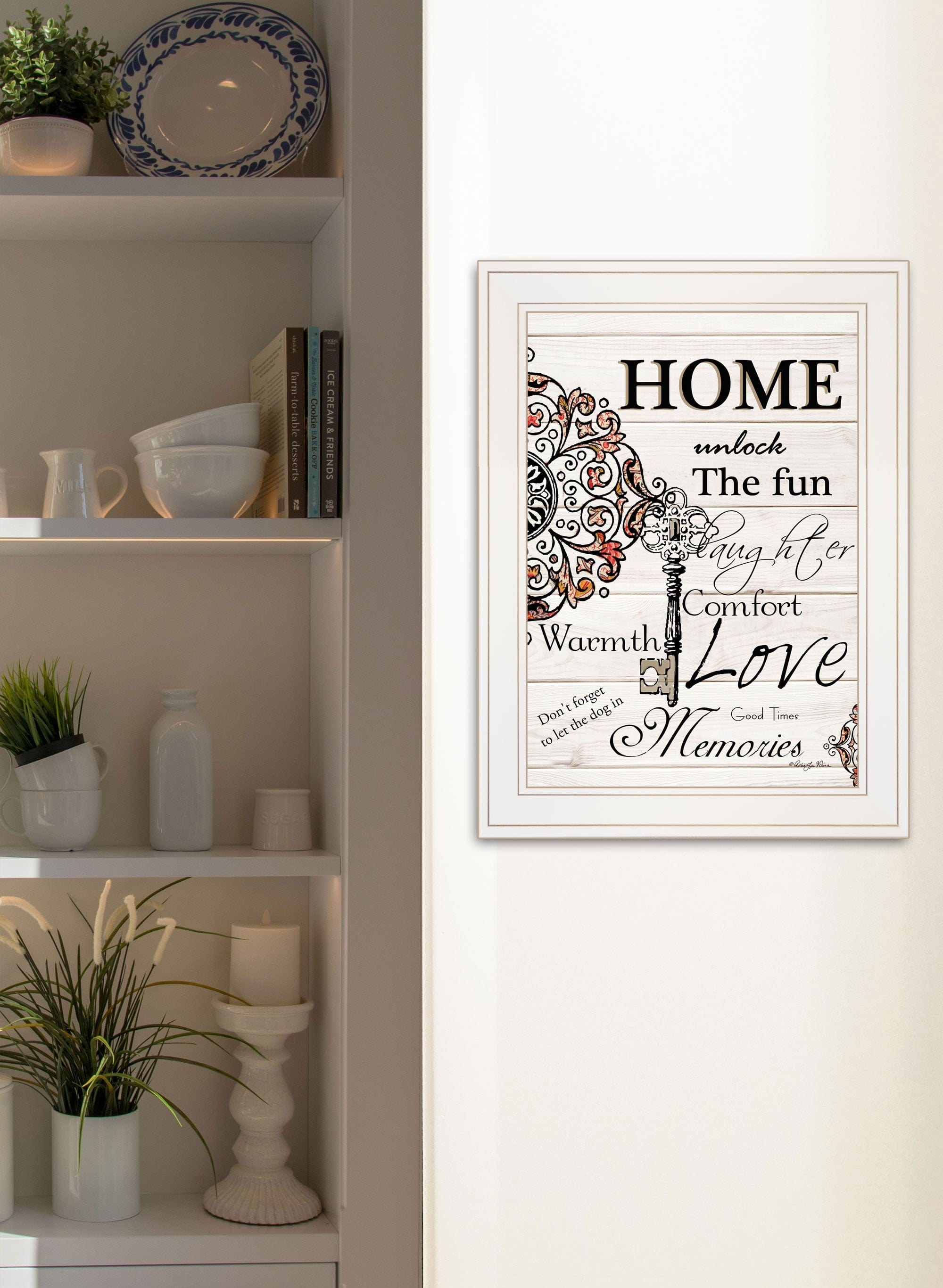 Home or Laughter 1 White Framed Print Wall Art - Homeroots