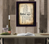 Mother Says 2 Black Framed Print Wall Art - Homeroots - Flyclothing LLC