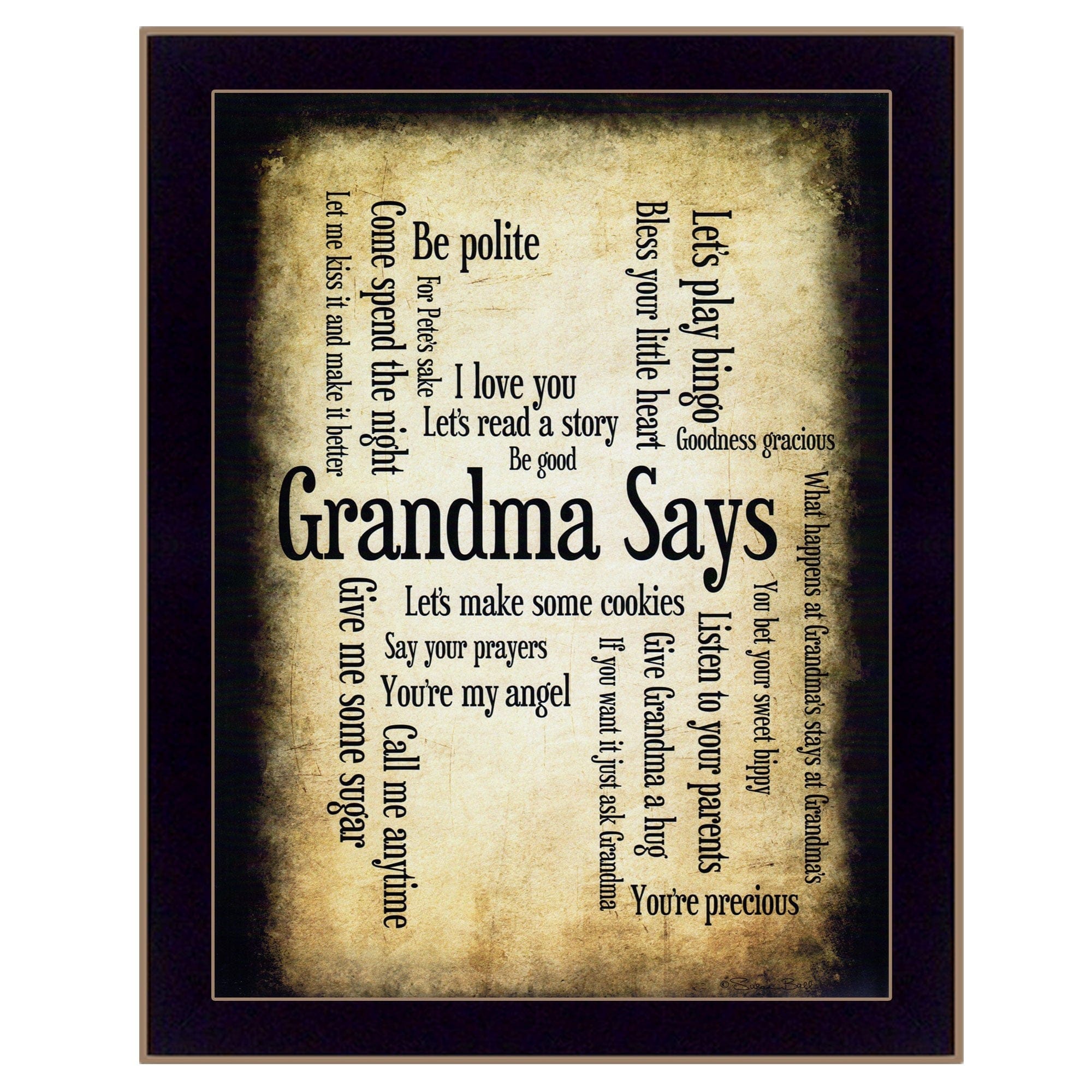 Grandma Says 2 Black Framed Print Wall Art - Homeroots