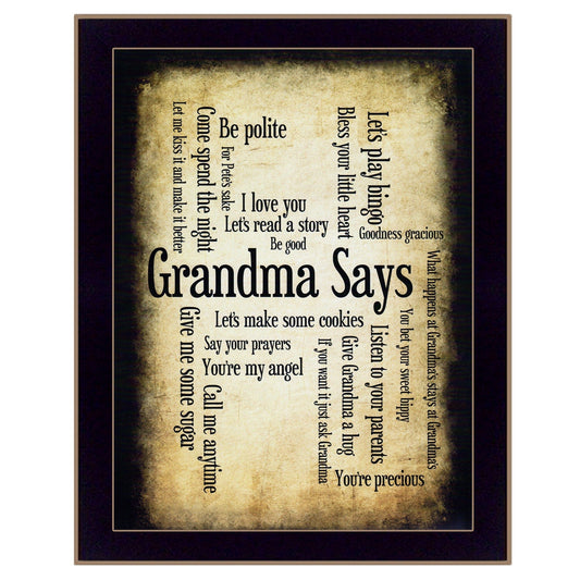 Grandma Says 2 Black Framed Print Wall Art - Homeroots