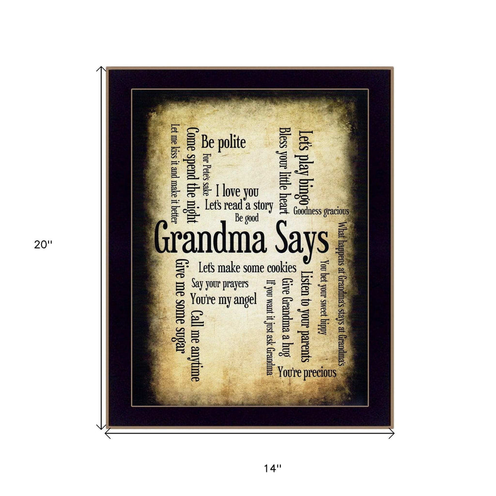 Grandma Says 2 Black Framed Print Wall Art - Homeroots - Flyclothing LLC