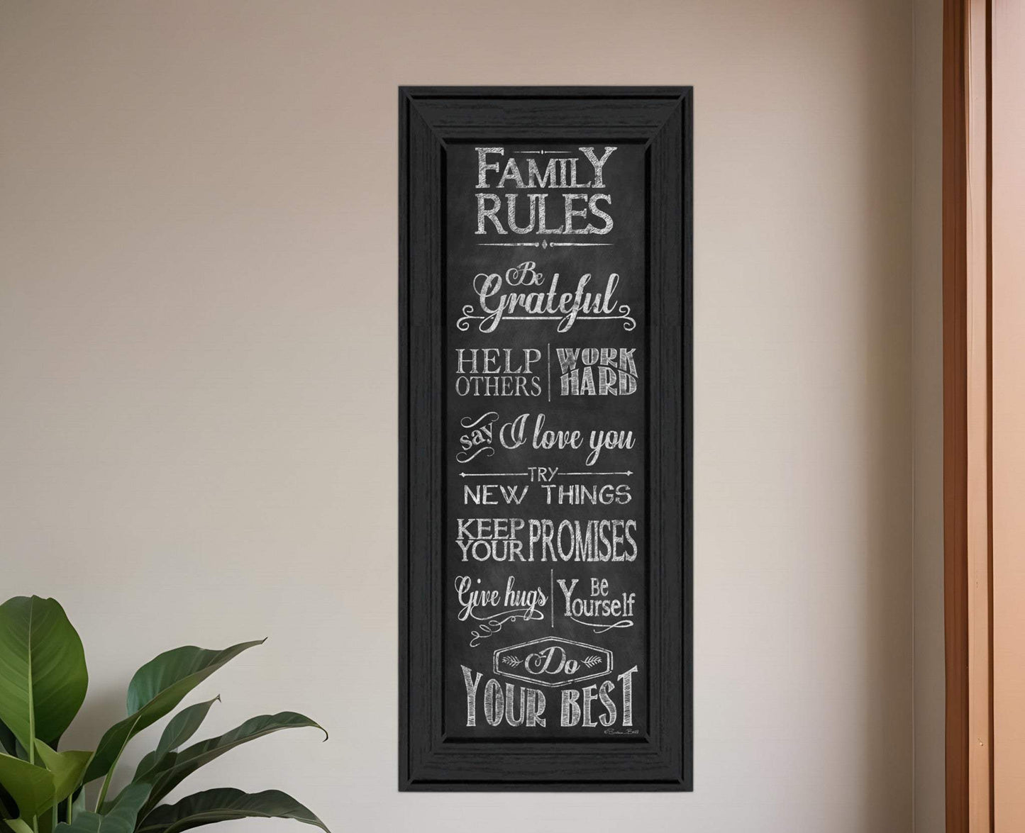 Family Rules 1 Black Framed Print Wall Art - Homeroots - Flyclothing LLC