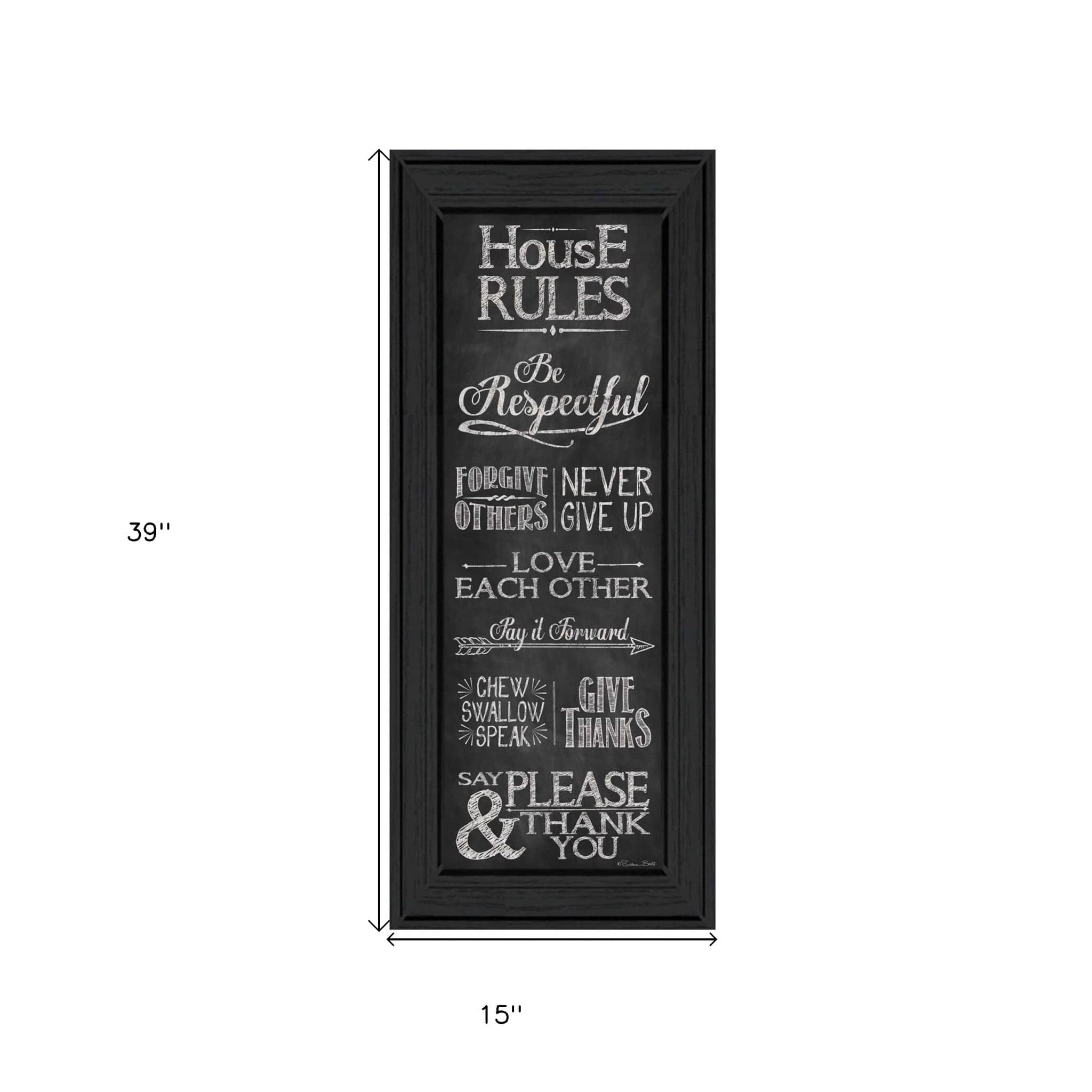 House Rules Black Framed Print Wall Art - Homeroots