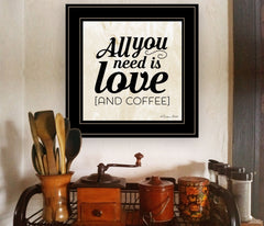 All You Need is Love and Coffee 2 Black Framed Print Wall Art - Homeroots