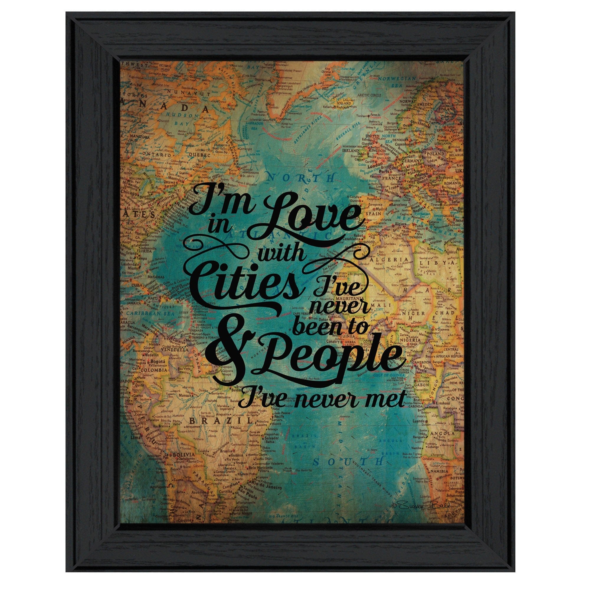 Cities and People Black Framed Print Wall Art - Homeroots