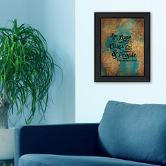 Cities and People Black Framed Print Wall Art - Homeroots
