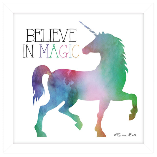 Believe in Magic Unicorn White Framed Print Wall Art - Homeroots