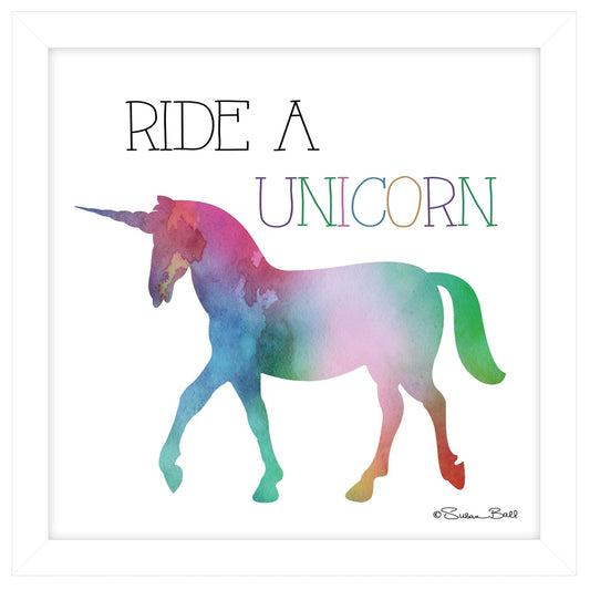 Ride a Unicorn White Framed Print Wall Art - Homeroots