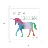 Ride a Unicorn White Framed Print Wall Art - Homeroots - Flyclothing LLC