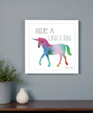 Ride a Unicorn White Framed Print Wall Art - Homeroots