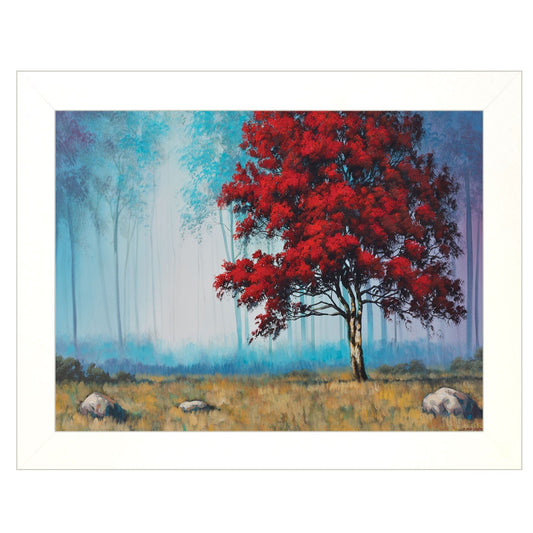 Red Tree 3 White Framed Print Wall Art - Homeroots
