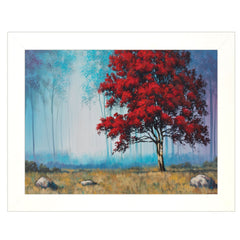 Red Tree 3 White Framed Print Wall Art - Homeroots