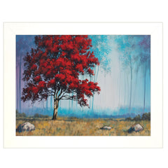 Red Tree 3 White Framed Print Wall Art - Homeroots