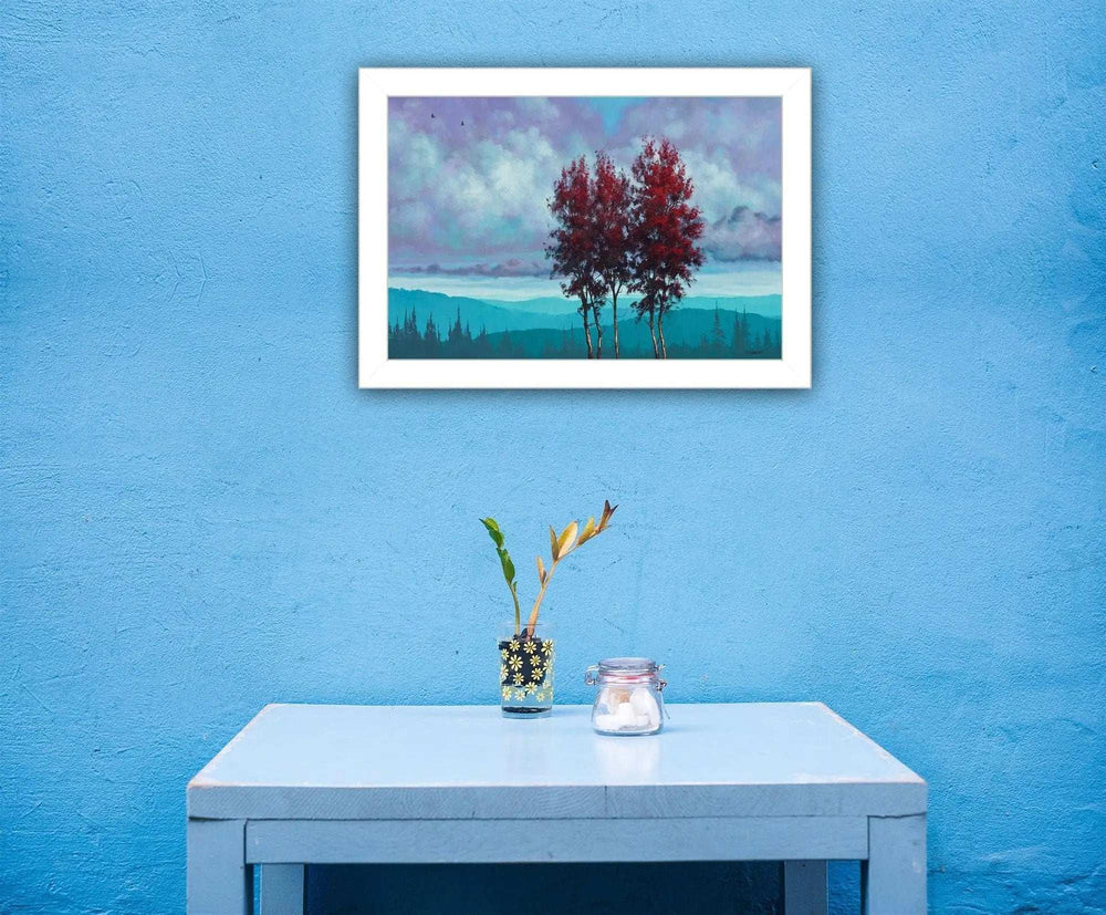 Two Red Trees 1 White Framed Print Wall Art - Homeroots - Flyclothing LLC