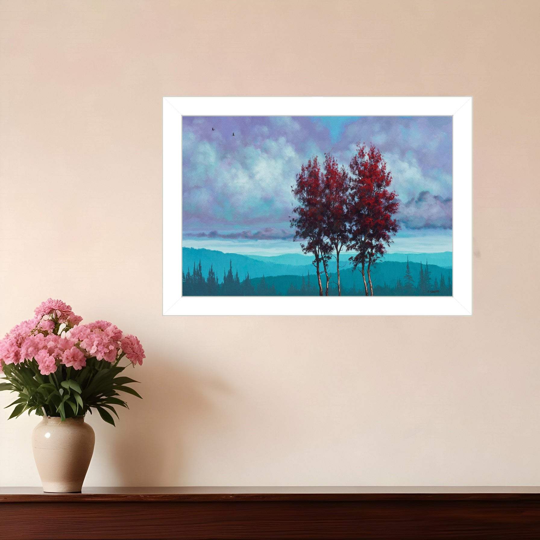 Two Red Trees 1 White Framed Print Wall Art - Homeroots - Flyclothing LLC