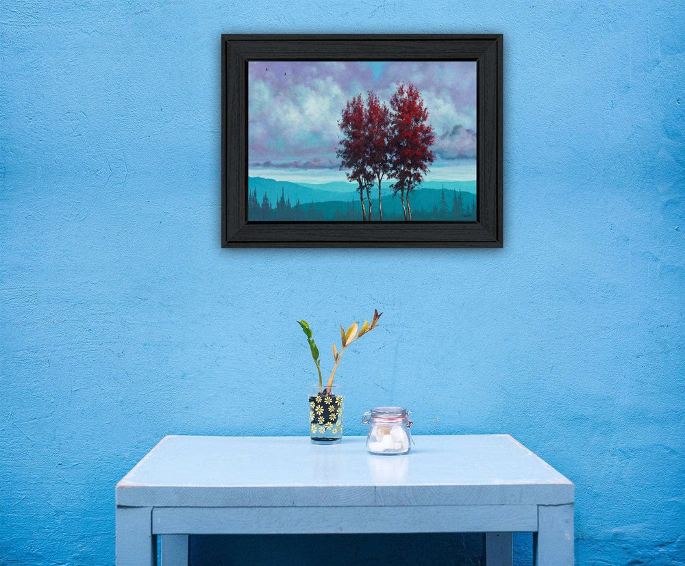 Two Red Trees 2 Black Framed Print Wall Art - Homeroots - Flyclothing LLC