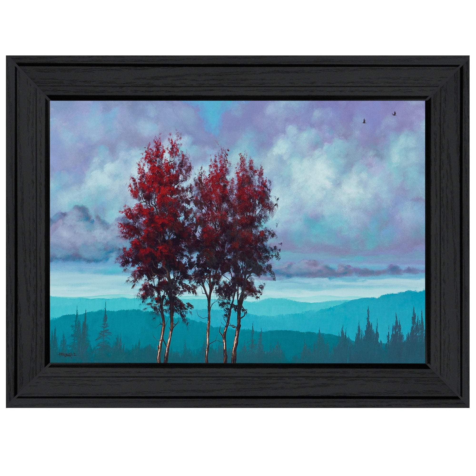 Two Red Trees 2 Black Framed Print Wall Art - Homeroots - Flyclothing LLC