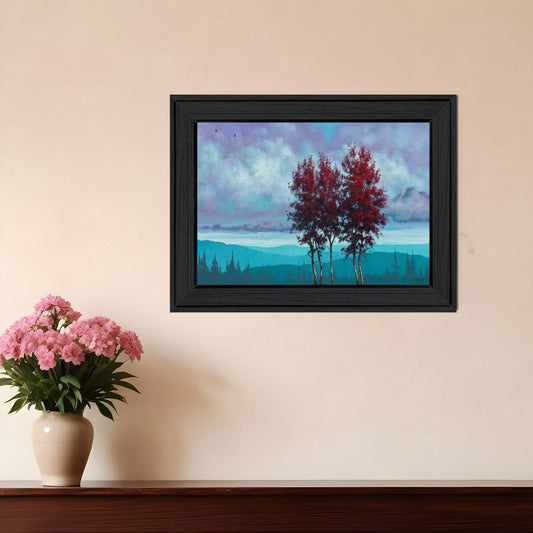 Two Red Trees 2 Black Framed Print Wall Art - Homeroots