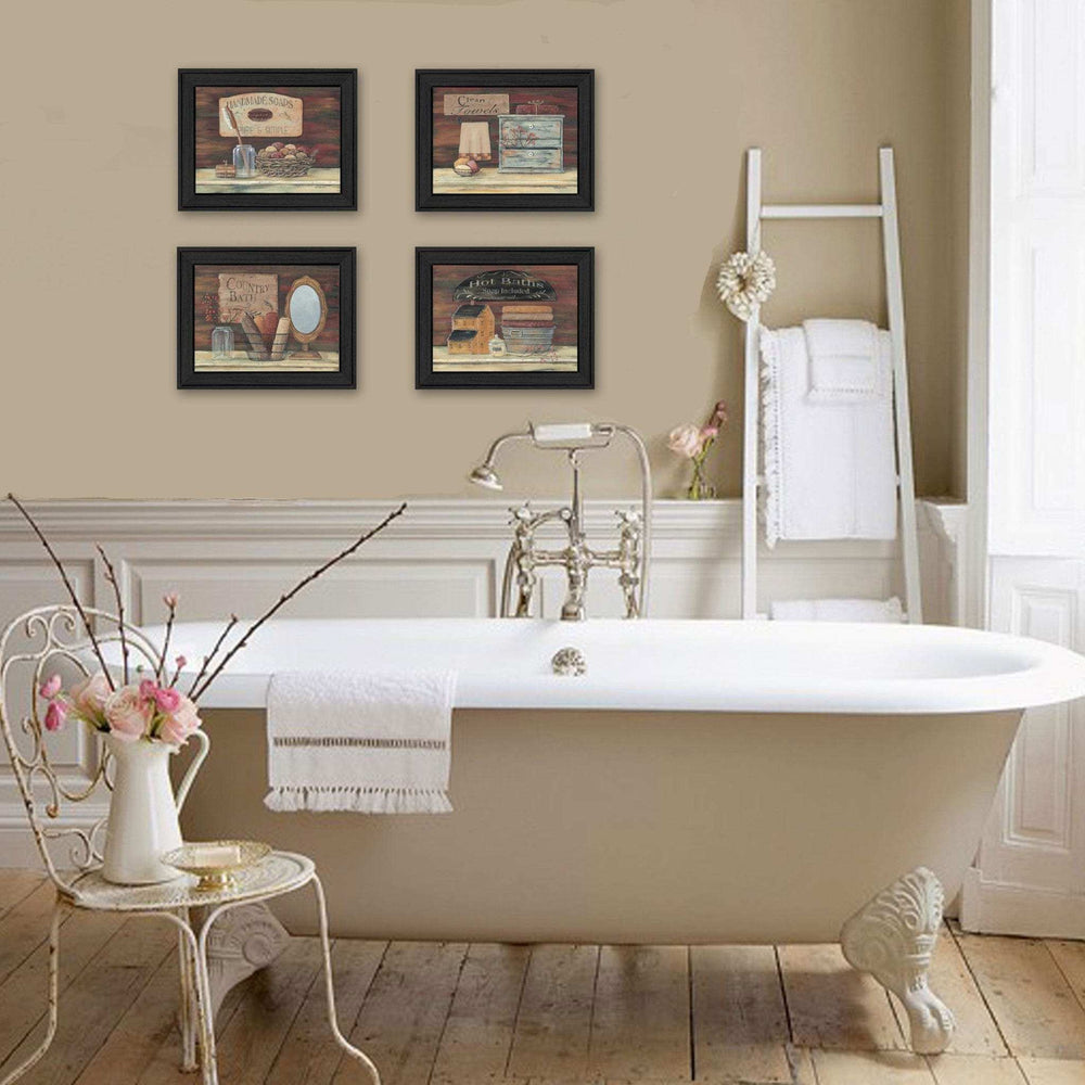 Set Of Four Bathroom I Black Framed Print Bathroom Wall Art - Homeroots - Flyclothing LLC