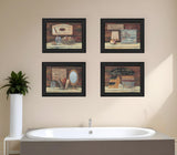 Set Of Four Bathroom I Black Framed Print Bathroom Wall Art - Homeroots