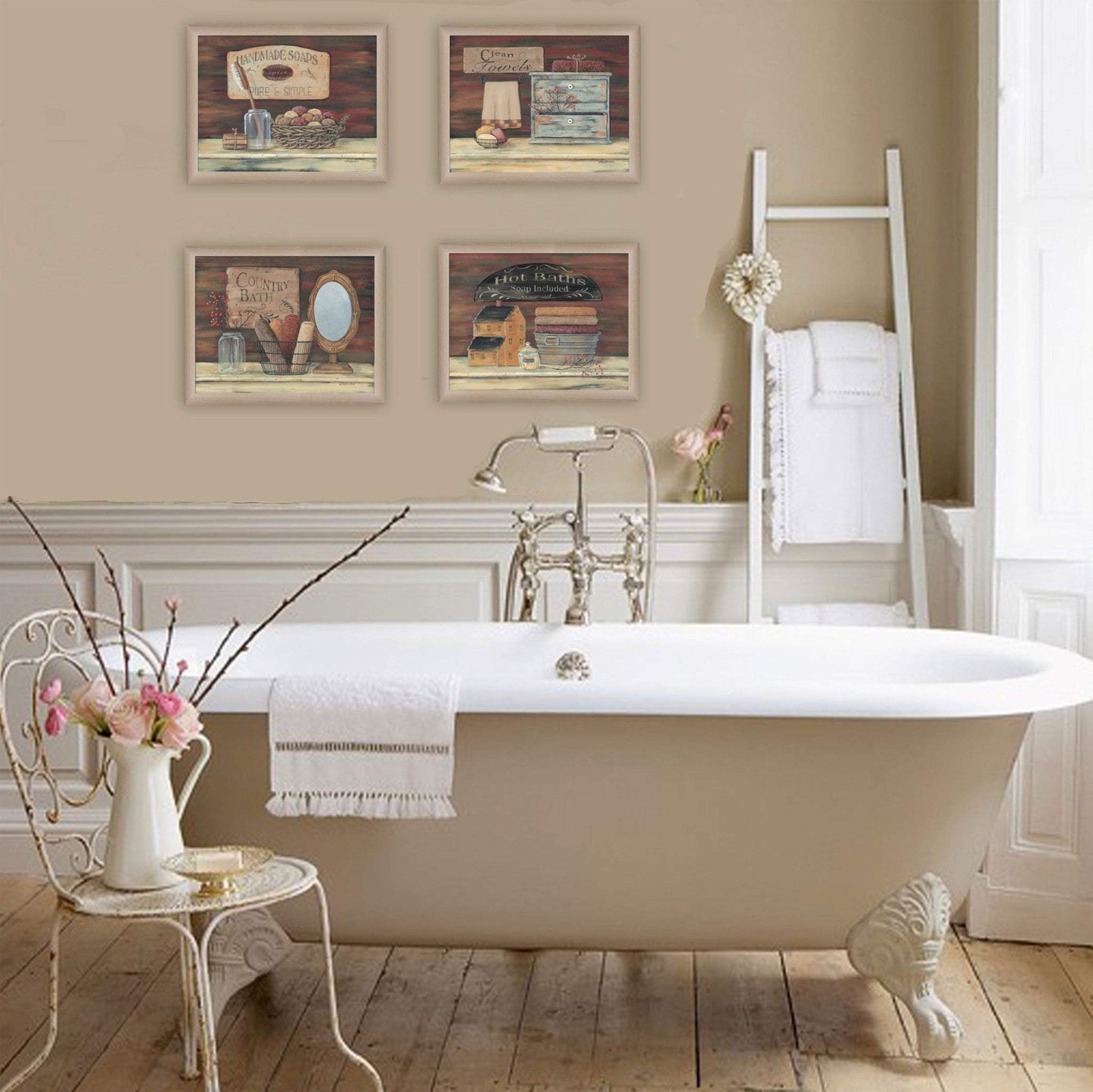 Set Of Four Bathroom COLLECTION I 1 Brown Framed Print Bathroom Wall Art - Homeroots - Flyclothing LLC