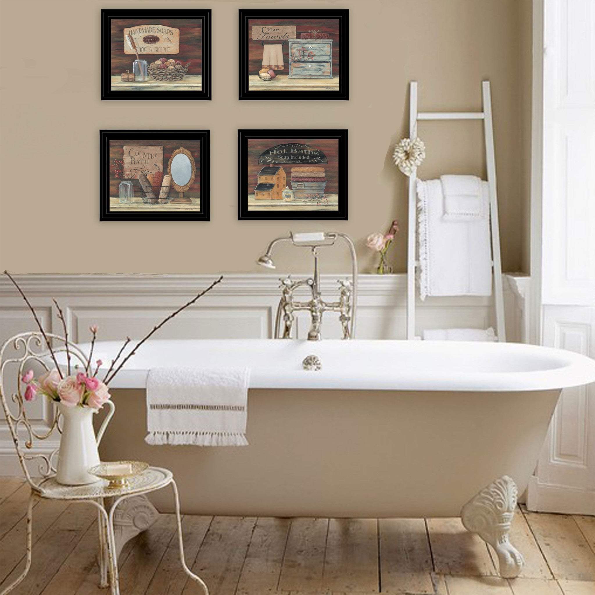 Set Of Four Bathroom COLLECTION I 2 Black Framed Print Bathroom Wall Art - Homeroots - Flyclothing LLC