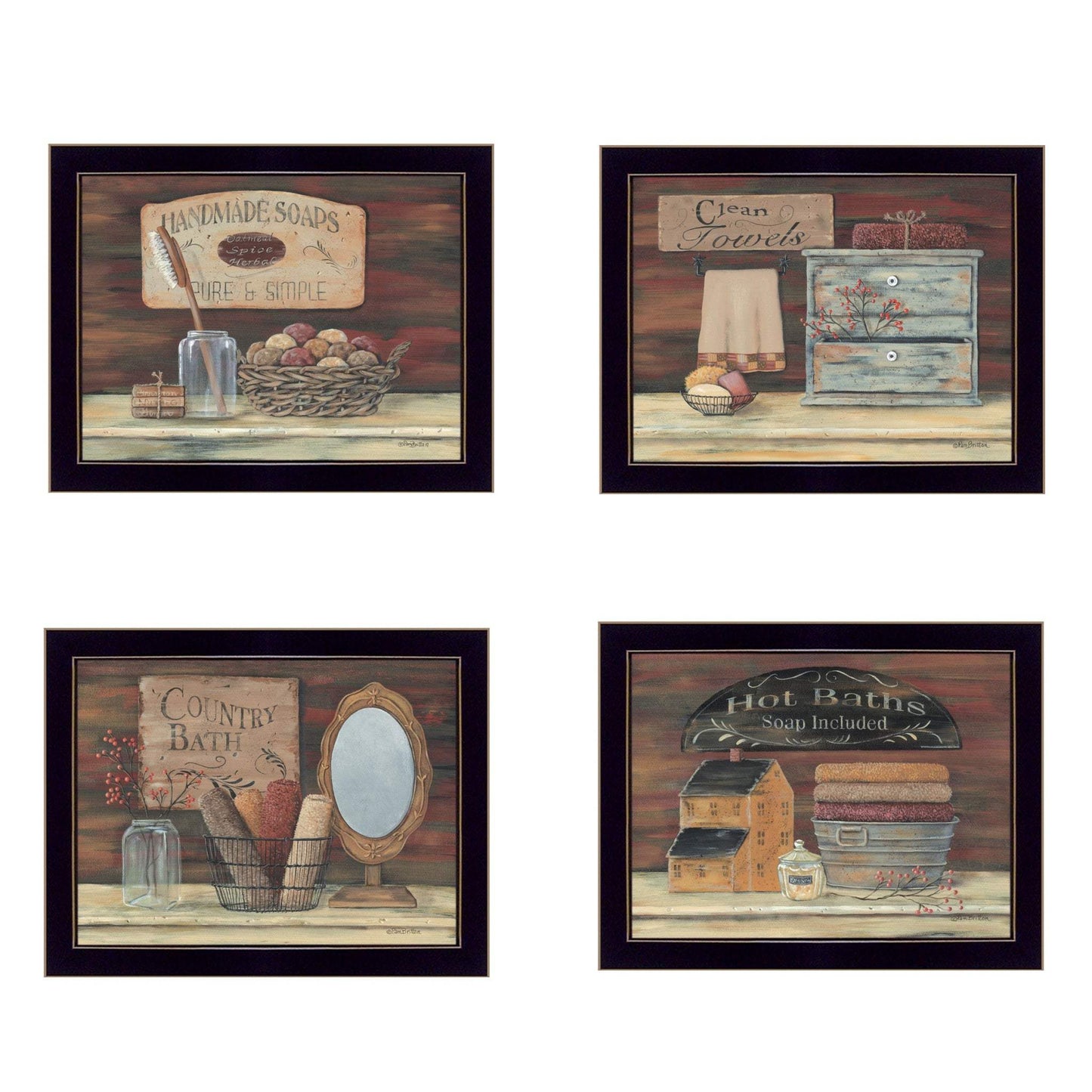 Set Of Four Bathroom COLLECTION I 3 Black Framed Print Bathroom Wall Art - Homeroots - Flyclothing LLC